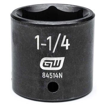 1/2" Drive 6 Pt. Standard Impact Socket by GEARWRENCH – 1-1/4 in, Chrome Molybdenum Steel, Black, Model 84514N