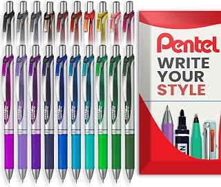 EnerGel XM BL77 - Retractable Liquid Gel Ink Pen - 0.7mm - 54% Recycled - In Pentel Envelope Gift Packaging (Assorted Pack of 20)