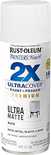 Rust-Oleum Painter's Touch 2X Ultra Cover Spray Paint, Ultra Matte White | Indoor and Outdoor Surfaces (Metal, Wood, Plastic), Fast Dry, Durable, Sprays from Any Angle, Comfort Tip, Oil Based