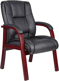 Boss Office Products Mid Back Wood Finished Guest Chair, Mahogany (B8999-M)