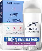 Secret Clinical Strength 100HR Sweat & Odor, Invisible Solid Antiperspirant Deodorant for Women, 3X Stress Protection with Hyaluronic Acid, PH Balanced, Clean Lavender Scent, 2.6 oz (Pack of 12)