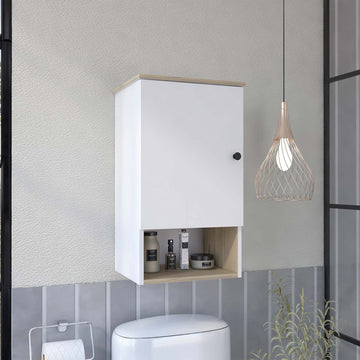 Alaska Medicine Cabinet with 3 Storage Shelves by FM FURNITURE – Metal, Light Oak-white, Model FM7120GDB