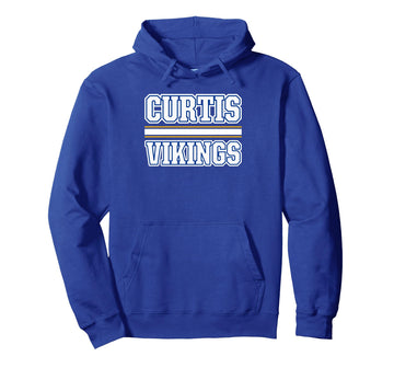 Curtis Vikings Horizontal Stripes Pullover Hoodie by Curtis Vikings Official High School Gear – Royal Blue