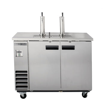 Dual Tower Beer Dispenser by MAXX Cold – 47.5 Inch Wide, 297.0 liters, Stainless Steel, Silver, Model MXBD48-2SHC