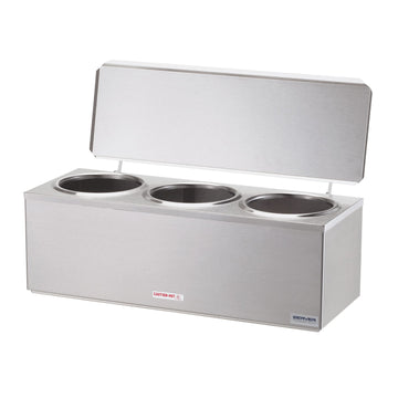 Products 3-Space Heated Cone Dip Warmer Dipper Well for Ice Cream Cone with Hinged Lid by Server – 2.8 liters, Stainless Steel, Model 92040