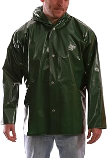 TINGLEY Iron Eagle J22168 Waterproof Jacket With Attached Hood, 4X, Green | Polyurethane-coated nylon, Attached hood, Generous cut for freedom of movement, Batwing sleeves