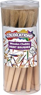 Colorations Classic Wooden Chubby Brushes Set of 24, Ages 2+