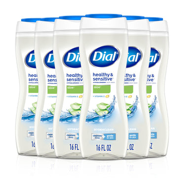 Clean + Gentle Aloe Scent Body Wash by Dial – 16 Fl Oz (Pack of 6), White, Pack of 6, Model Dial Bodywash WAF