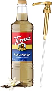 Torani French Vanilla Syrup 1L with Pump Coffee Flavoring for Lattes & Drinks