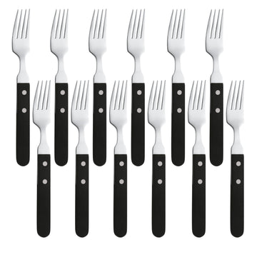 Black Pizza Steak - 12 steak forks by Amefa – Fchette steak x12, Stainless Steel, Black, Model 700000B000340