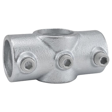 1-1/2" Size Two Socket Cross Pipe Fitting (1.94" Fitting I.D.) by Global Industrial – 2.25"L x 5.25"W x 2.25"H, Galvanized Iron, Gray, Model 798745