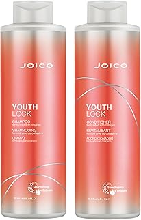 Joico YouthLock Shampoo & Conditioner Set Formulated with Collagen | Youthful Body & Bounce | Reduce Breakage & Frizz | Free of SLS/SLES Sulfates | 33.8 Fl Oz (Pack of 2)