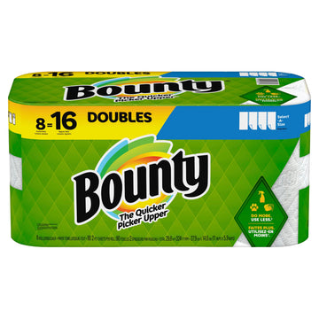 Paper Towels Double Select-A-Size White Rolls, 8 Count by Bounty – Paper, Pack of 8