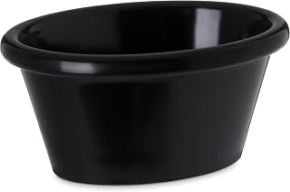 Carlisle FoodService Products 3oz Melamine Oval Ramekins Condiment Cups, Durable, Stackable Dipping Sauce Cups for Cafes, Restaurants & Home Kitchens, Black
