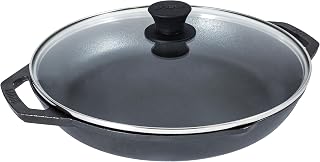 Lodge 12 Inch Cast Iron Everyday Pan - Chef Collection - Use on Oven, Stove, Grill, or Fire - Easy to Clean - Cast Iron Pan with Lid - Durable Cookware