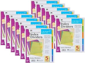 Charles Leonard Index Dividers, 5-Tab, Assorted Colors, 5 Per Pack, 12 Packs (CHL48500ST-12)