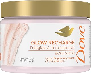 Dove Body Scrub Energizes & illuminates skin Glow Recharge 3% brightening serum with vitamin C 340 gm