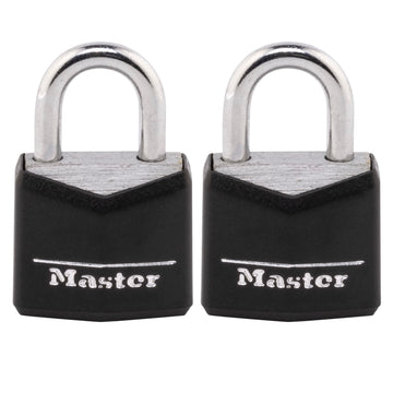 Padlock, Covered Aluminum Lock, 3/4 in. W, Black, 1-Pack, 2-Count by Master Lock – 2 Count (Pack of 1), Aluminum, Black, Model 121T