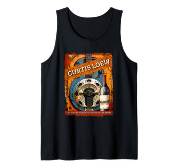 Curtis Loew Tank Top by The Finest Picker To Ever Play The Blues – Cotton Blend, Black, Model 0219F38K37B