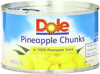 Dole Pineapple Chunks in 100% Pineapple Juice 8 Oz (Pack of 8)