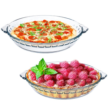 TRBIDRBO Glass Pie Pan, 8 Inch Round Bakeware Set, Clear 2 Pack