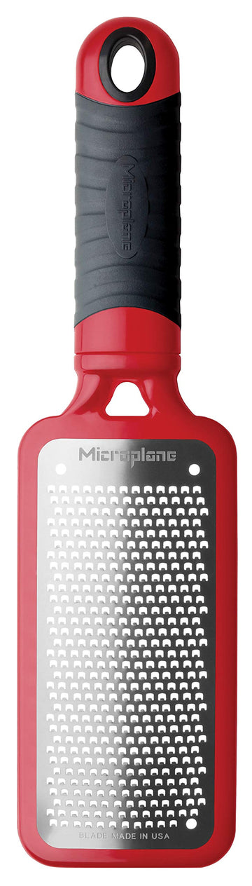 Home Series Hard Cheese Grater (Fine by Microplane – 1 Count (Pack of 1), Stainless Steel, Red, Model 44102E