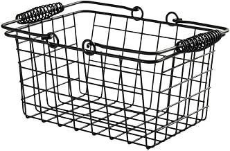 American Metalcraft RBHB975 9" x 7" Black Rectangular Basket w/ Handles