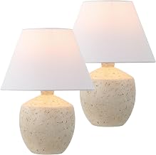 JONATHAN Y Myron 18" Concrete Effect Table Lamp, Cream, Set of 2