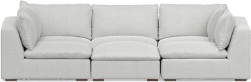 SIMPLIHOME Jasmine Pit Sectional Modular Sofa in Performance Fabric, Cloud Grey, 124-inches Wide, Handcrafted Contemporary-Style Convertible Sleeper Sofa for Living Room