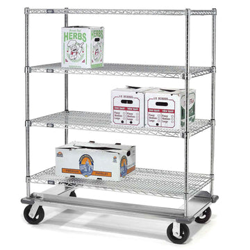 E-Z Adjust Wire Shelf Truck with Dolly Base by Nexel – 49.61"L x 18"W x 61"H, Alloy Steel, Chrome, Model 241971