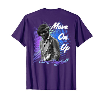Curtis Mayfield_002_Back Printed T-Shirt by Great musician – Purple
