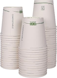 ECO PRODUCTS GreenStripe Disposable Paper Hot Cups, 10 oz, 50 Count | Eco-Friendly Hot Beverage Cups, PLA-Lined, Paper To-Go Cups For Coffee, Latte, Espresso, Tea & Hot Chocolate