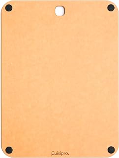Cuisipro Fibre Wood Cutting Board with Silicone Feet, 12 x 9 x 0.25inch,Natural/Slate
