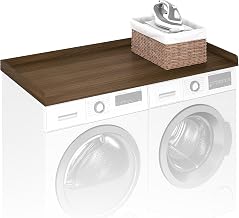 Furinno RAVEL Washer Dryer Countertop, Washing Machine Topper, with Edge Rails, Anti Slip Pads, 27.5 D x 54 W, for Laundry Room Organization and Storage, Modern Walnut