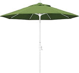 California Umbrella 9' Round Crank Lift, Collar Tilt, Aluminum Pole, Fiberglass Rib Patio Umbrella, White Finish