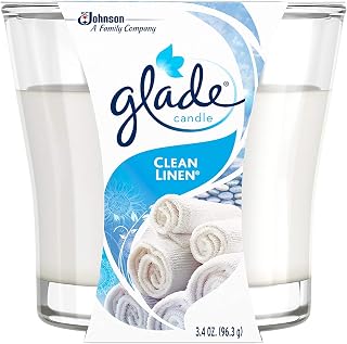 SC Johnson Glade Jar Candle Air Freshener, Clean Linen, 3.4 Ounce