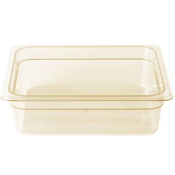 High Heat Half Size Food Pan in Amber (Case of 6) 4" Deep by Cambro – Half Size, Plastic, Amber, Pack of 6, Model 24HP150