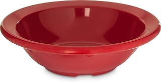 Carlisle FoodService Products Kingline Reusable Plastic Bowl Fruit Bowl with Rim for Home and Restaurant, Melamine, 4.75 Ounces, Red