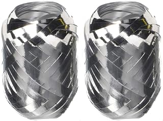2-Pack - Berwick-Offray - Silver Glitter - Splendorette Crimped Curling Ribbon - BCE12-82 - Bundle of 2 Mini Kegs - Each is 66 ft per Keg.