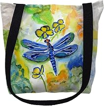 Betsydrake TY817M 16 x 16 in. Dragonflys Garden Tote Bag - Medium Black