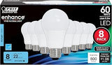 Feit Electric A19 LED Light Bulbs, 60W Eq, Dimmable, Daylight 8 Pack