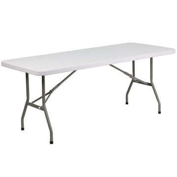 6-Foot Granite White Plastic Folding Table by Flash Furniture – 6 feet, Metal, Plastic, Plastic: Polyethylene, Granite White, Model DAD-YCZ-183B-GW-GG