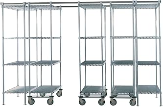 Nexel 5 Unit Space TRAC Storage Shelving, 12 Ft. Long, Chrome, 36x21x74