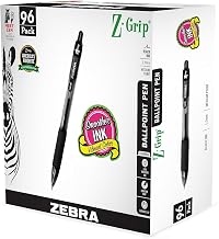 Zebra Z-Grip Retractable Ballpoint Pen, Medium Point, 1.0mm, Black Ink, 96/Pack (22196)