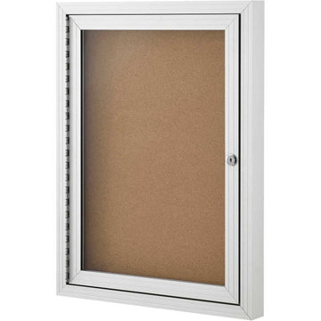 1 Door Enclosed Bulletin Board by Global Industrial – 2" x 18", Acrylic,Cork, Cork, Model 695875