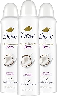 Dove Aluminum Free Deodorant Spray Coconut and Pink Jasmine 3PK 4oz