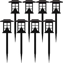Flash Furniture Lantern Style All-Weather LED Solar Lights, Brown, 8-Pack