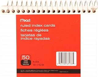 Mead Wirebound Ruled Index Cards, 4 X 6 Inches (63138),white