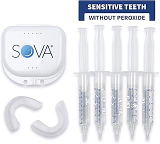 SOVA White - Teeth Whitening Kit - Includes 2 Custom-Fit Trays, 5 Whitening Gel Applicators & Protective Case - Non-Peroxide for Sensitive Teeth - BPA, Latex, Phthalates & PVC Free