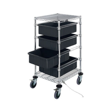 Quantum Storage Systems Bin Cart, 21" Wide, Black - 4 6"